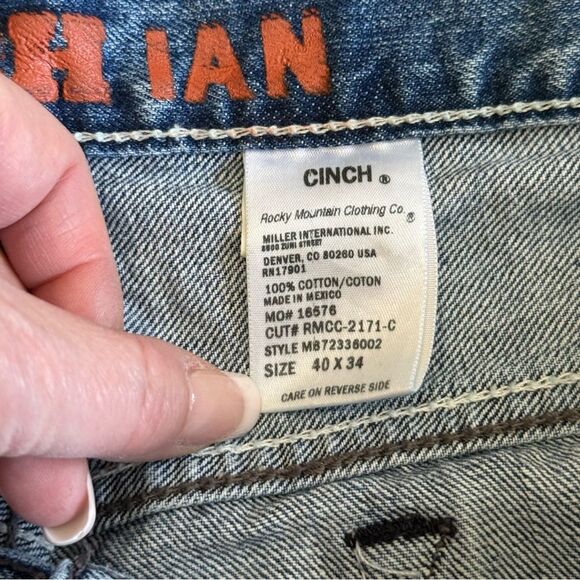 Cinch Ian Slim Bootcut Blue Jeans Western Cowboy Men’s Sz 40x34 - Picture 11 of 12